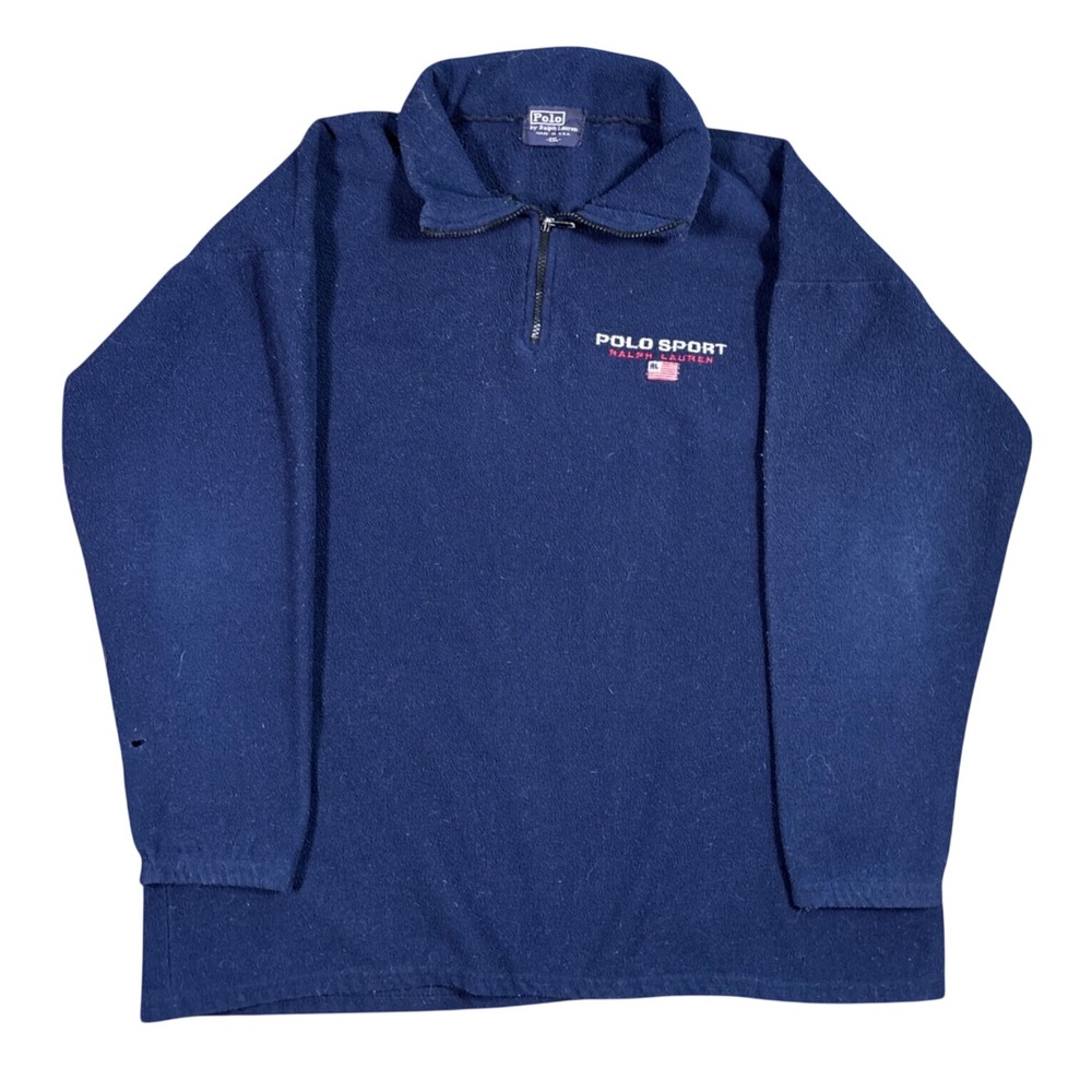 Vintage Polo By Ralph Lauren Polo Sport Fleece Quarter Made In USA Size XXL